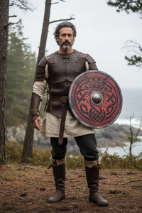 Bouclier Viking en bois Fenrir Loup Rouge, effet vieilli, pour reconstitution historique, cosplay, exposition et collection - Product Image 2