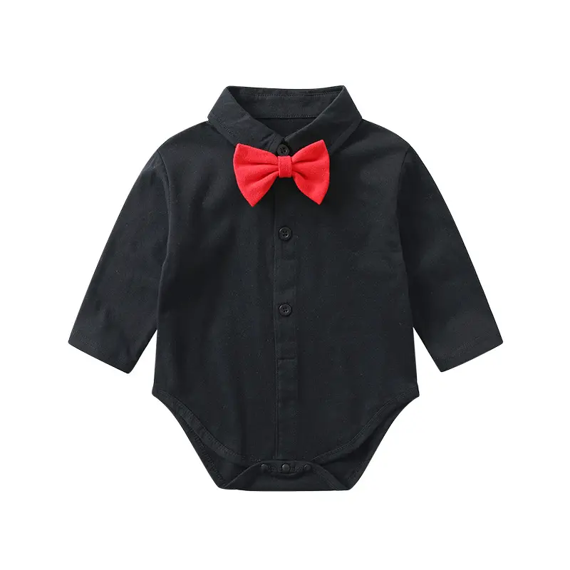 Newborn Gentleman Cotton Button Up Dress Shirt Bodysuit Bebê meninos Camisas crianças roupas criança Bebê menino Roupas