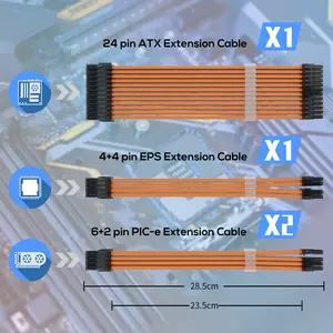 Kit manicotto prolunga cavo ATX PC Computer cavo PSU 24pin 8pin personalizzazione Kit prolunga prolunga Mod