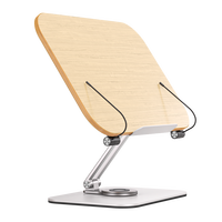 Support de livre de cuisine en alliage d'aluminium Boneruy avec base rotative à 360° et pinces de page, support de documents réglable pour usage domestique