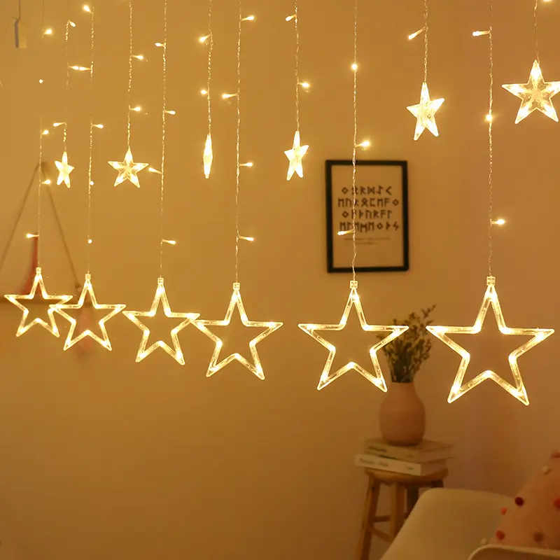 Christmas Lights Led 3.5M Curtain String Light Garland Star Moon 220V/110V Fairy Lights For Home Festival Decor