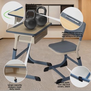 Conjunto de Silla y Escritorio para Escuela Primaria y Secundaria, Función de Elevación, Diseño Minimalista de Madera, Uso en Casa y Escuela, Muebles de Estudio para Niños - Product Image 2