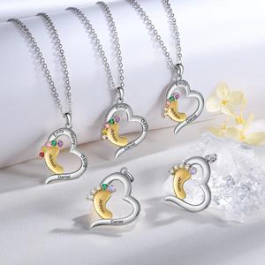 Nuovo amore creativo personalizzato con oro piccoli piedi cintura pietra diamante colore facoltativo nome inciso - Product Image 3