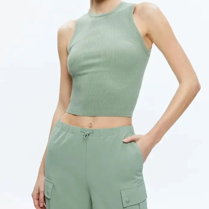 Women Sleeveless top fashion women's Green Vest tank top Women's Workout Casual Top