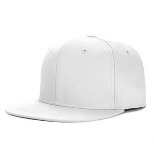 Casquette Snapback à 6 panneaux blanche personnalisée en toile de coton, réglable, unisexe, à visière plate, décontractée, couleur unie, moderne pour adulte - Product Image 1