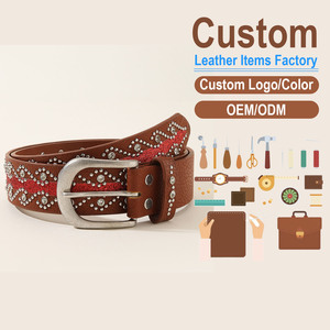 Nuevo Cinturón de Moda con Remaches y Parches para Mujer, Estilo Vintage Europeo Americano, Hebilla de Aguja con Incrustaciones de Diamantes de Imitación - Product Image 1
