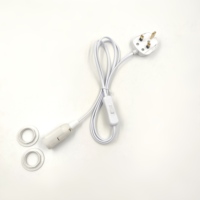 Prise UK + interrupteur marche/arrêt 304 + support de lampe E14 à dents complètes avec anneaux simples/doubles, câble de 1,8 m
