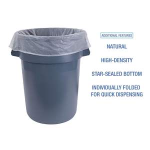 Forros para Contenedores Industriales de Alta Densidad Boardwalk, 45 Galones, 16 Micras, 40 x 48, Paquete Plano Natural de 200 Unidades/Cartón para Contenedores de Basura - Product Image 5