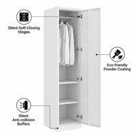 Lemari Pakaian Baja Putih Matte Bebas Formaldehida untuk Kamar Tidur Apartemen Modern, Mendukung Kustomisasi