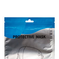 Sachet personnalisé à trois soudures avec fermeture éclair pour masque de protection, imprimé en héliogravure, avec pochette transparente frontale à fond plat