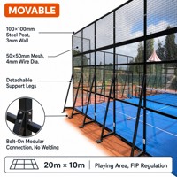 Terrain de padel mobile et portable |   Terrain de padel extérieur 20x10m, kit préfabriqué en acier et verre, gazon artificiel 12mm, garantie 5 ans