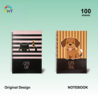 Carnet à spirale double A4 avec motif chat mignon, journal ligné pour le suivi des contacts en espagnol, couverture personnalisée, fournitures scolaires, direct usine