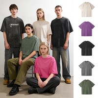 T-shirts unisexes streetwear coupe ample, teints en pièce, unis, effet vintage délavé et vieilli, tailles S-5XL, 100% Coton 230g