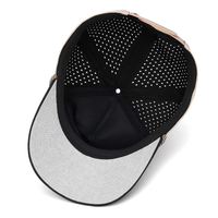 Casquette de golf imperméable à 5 panneaux, perforée au laser, respirante, réglable, avec patch en caoutchouc bicolore, 100 % polyester, unisexe, pour toutes les saisons