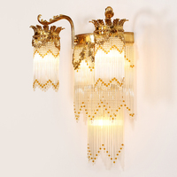 Jewellerytop Rococo Intérieur Éclairage Artistique Led Suspension Lumière Moderne Cristal Verre Applique Murale