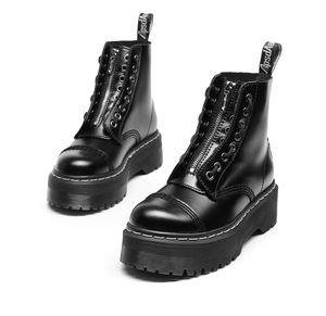 Bottes mi-mollet à plateforme pour femmes, grande taille, en cuir de vache véritable, chaussures épaisses pour femmes, <span class=keywords><strong>bottines</strong></span> mi-mollet style universitaire - Product Image 6