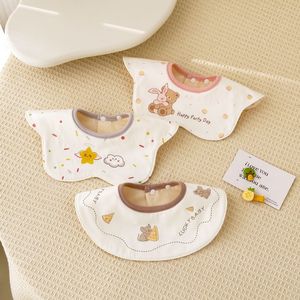 Babero impermeable para bebés, diseño de pétalos, algodón puro, absorbente de humedad, patrón de dibujos animados, diseño giratorio de 2 capas para recién nacidos - Product Image 1