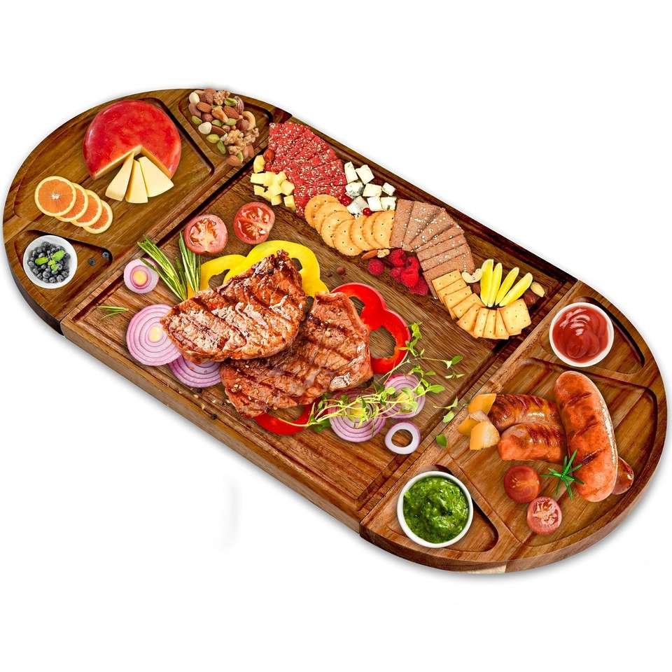 Large Acacia Wood Charcuterie Board Set, 3-Piece Magnetic Large Cheese ...