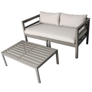توفير مساحة حديثة نهدم صفحة تشام 4 مقاعد الكلاسيكية الألومنيوم الفناء في الهواء الطلق حديقة أريكة الأثاث مع طاولة القهوة - Product Image 6