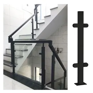 Роскошные наружные квадратные трубы, черная защита, изогнутые металлические перила для балкона, европейские полустеклянные стальные перила для балкона