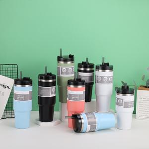 Gobelet isotherme en acier inoxydable 20oz 30oz avec paille pour la maison, la voiture, le bureau et les voyages - Product Image 2