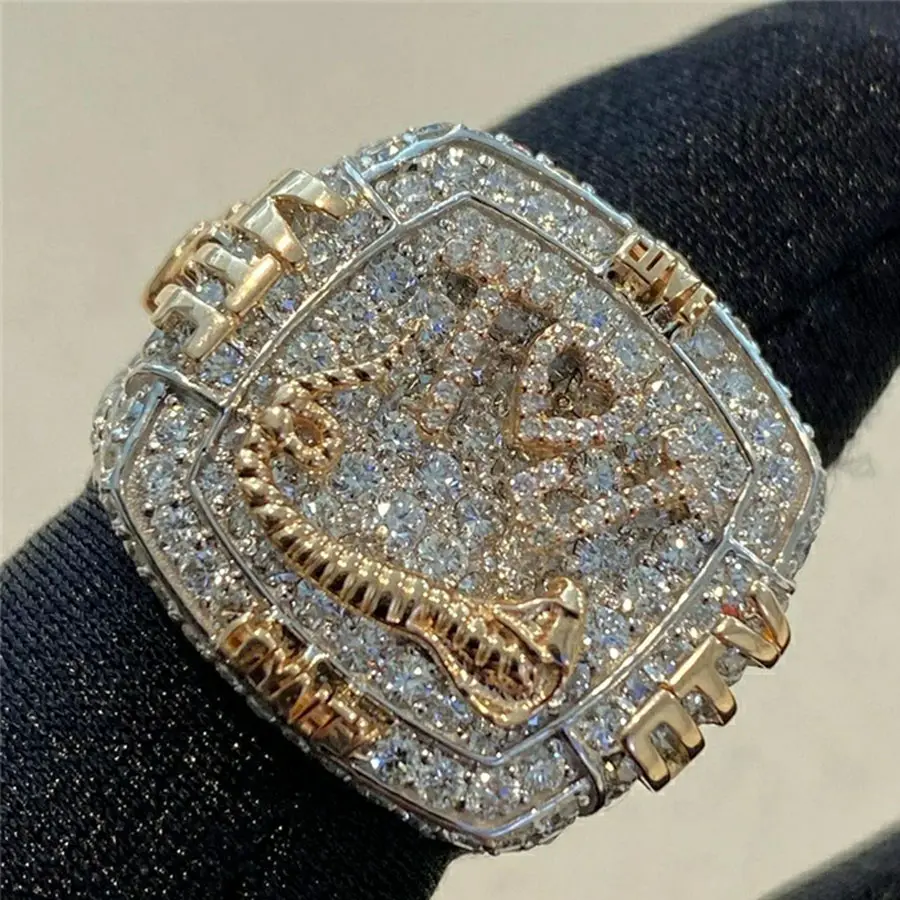 Hiphop Jewelry Customized Real VVS Diamond White Gold Iced Out Custom Name Rings Personalized For Man