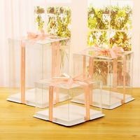 Nouvelle arrivée, boîte à gâteau en plastique transparent, récipient à dessert transparent, boîte d'emballage cadeau haut de gamme pour gâteaux sans ruban