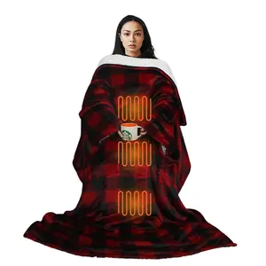 Knit 100%Polyester Mink Flannel Fleece TV Throw Blanket Electric Heated Television Blanket Customizable Electric Blanket Winter