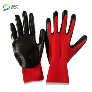 ถุงมือสีแดงเคลือบด้วยไนไตรล์ถุงมือระบายอากาศสีดำ13ก. - Product Image 2