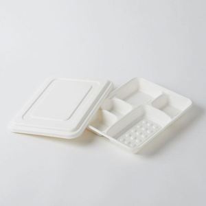 <b>Lunch</b> Bento Recycled Sugarcane Molded Tray Biodegradable White 4/5/6 <b>Compartment</b> Disposable Takeout Container Paper <b>Box</b> - Product Image 4