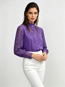 Blusa de Mujer Premium con Cuello Alto Tejido en Color Morado, Estilo Moderno y Elegante para Invierno, Venta al Por Mayor - Product Image 4