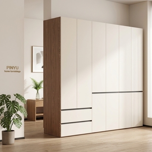 Light Oak ConcealedCustom Full Wall Glass <strong>Midcentury</strong> Antique Bedroom <strong>Wardrobe</strong> Left Right Symmetrical Open Garment Storage - Product Image 4