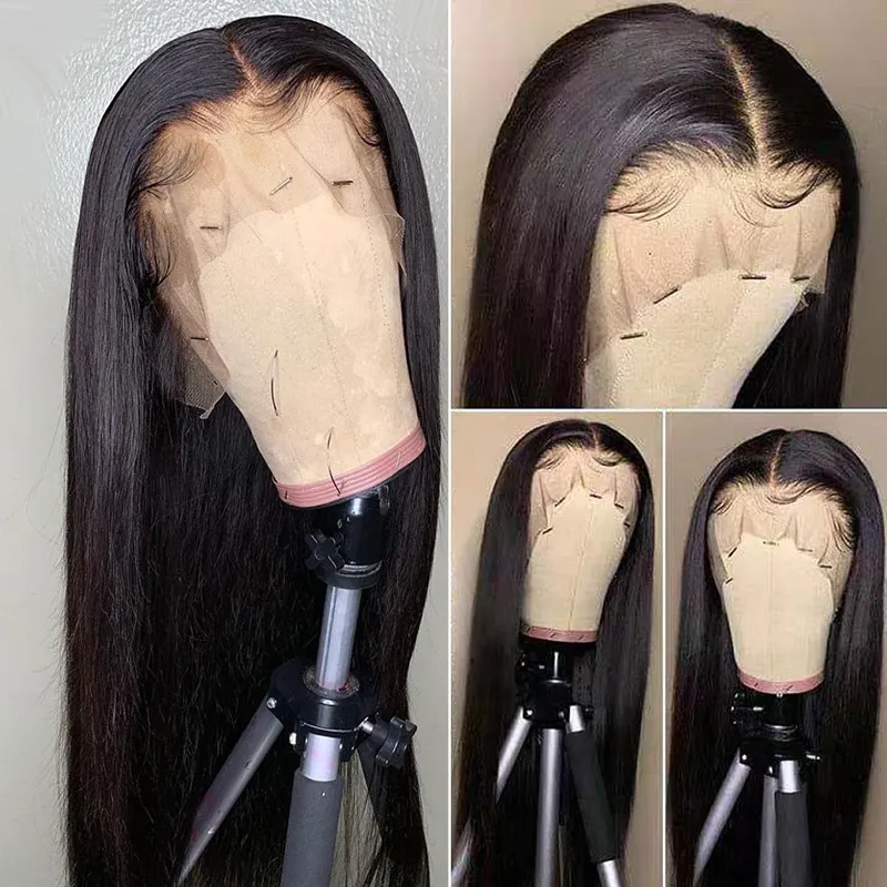 Sale 13x4 Lace Front Straight Pre Plucked Double Drawn Virgin Remy 100% Indian Glueless Natural Human Hair HD Frontal Lace Wigs