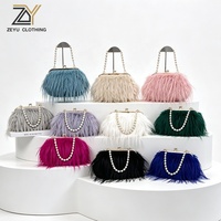 Sac de soirée Zeyu pour femme en fausse fourrure avec poignée en perles, fermoir Kiss Lock, pochette de mariage, sac bandoulière en peluche, sac à main en fausse fourrure écologique ODM