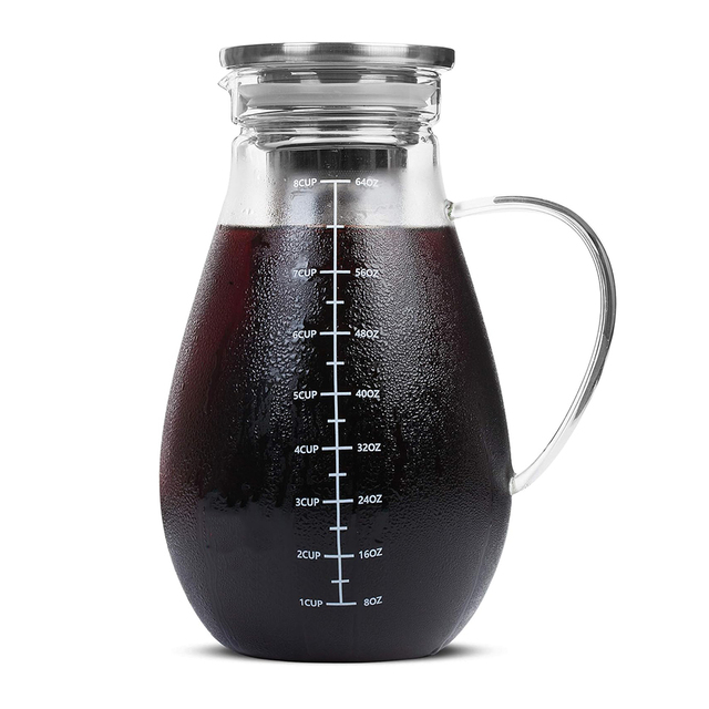 2000ML / 64OZ Advanced Cold Brew Pot for Coffee and Tea Dual-Purpose Cold Brew Maker for Coffee and Tea with a Detachable Filter