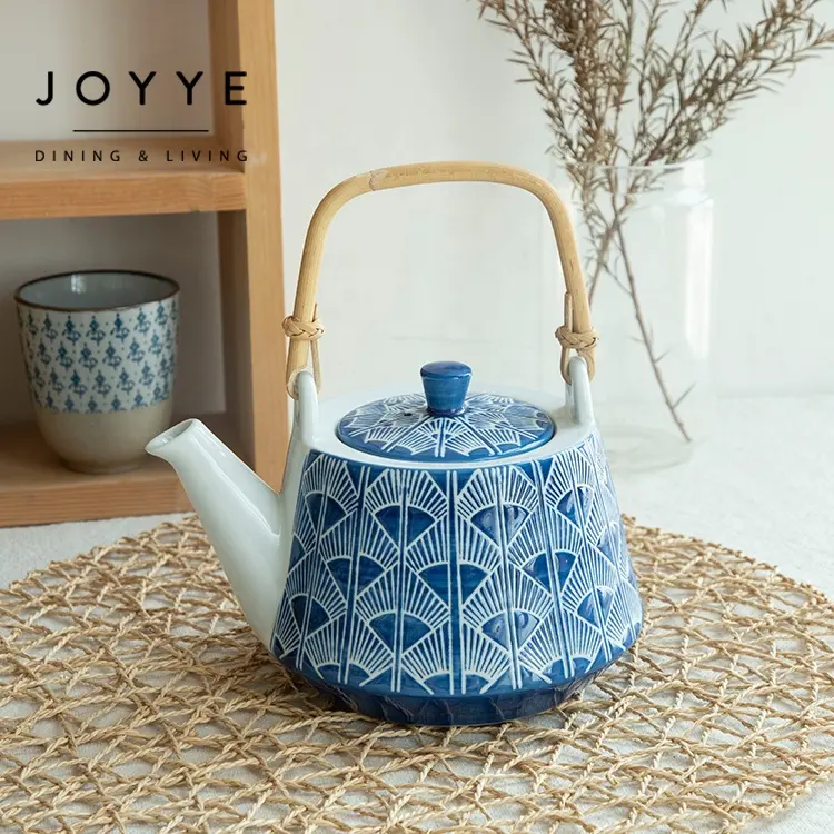 Joyye Japanese Style Teapot Porcelain Shiny Glaze 1000ml Tea Pot Sandy Clay Ceramic Teapot
