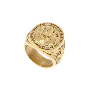 Yunnique Fashion <b>Rings</b> Men's Gold Retro Steel <b>Cross</b> Faith Geometric Design Jewelry Gift No Inlay - Product Image 5