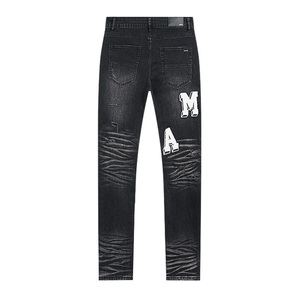 <span class=keywords><strong>Jeans</strong></span> AMI/RI High Street Wind da <span class=keywords><strong>Uomo</strong></span>, Elasticizzati, Slim Fit, Strappati, Casual, Effetto Usurato, Stile Streetwear - Product Image 4
