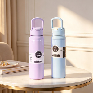 Nouvelle Bouteille Thermos Isotherme en Acier Inoxydable 316 avec Poignée et Paille, Séparation Thé-Eau, Grande Capacité pour le Sport - Product Image 3