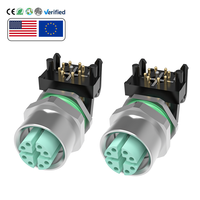 Connecteur de signal angulaire IP67 M12 X Code 8 broches mâle/femelle à montage sur panneau, contacts en laiton plaqué or, 50 V CA/60 V CC