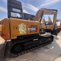 Excavatrice sur chenilles SANY SY135C d'occasion, marque chinoise, 13,5 tonnes, pelle hydraulique de seconde main pour travaux de terrassement et dragage de rivières, exportation