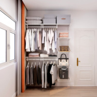 Ensemble d'étagères métalliques à rails amovibles, montage mural, grande capacité réglable, organisateur de vêtements pour chambre à coucher, salle de bain, rangement