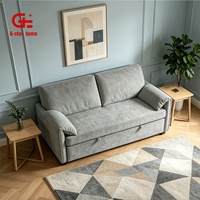 Canapé-lit sectionnel moderne pliable deux places en tissu gris foncé, convertible en futon pour appartement, chambre et salon