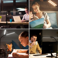 Lampe de bureau LED en aluminium à col de cygne, éclairage de travail, bureau, entreprise, capteur de lumière intelligent, lecture, protection des yeux, lampe à clipser sur table, E26/E14