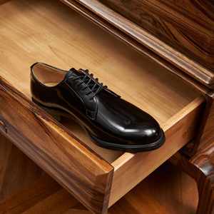 Men's European-Style Business Formal <b>Square</b> Toe Lace-Up Shoes Polished Open-<b>Edge</b> Bead Derby Shoes Valentina Leather Upper - Product Image 4