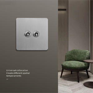 Interrupteur standard britannique 2 gangs, panneau en acier inoxydable, interrupteurs muraux pour éclairage, prise universelle, interrupteur à bascule en laiton - Product Image 1