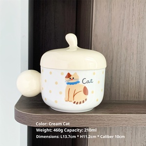 Mug en céramique avec couvercle, série Caramel, motif dessin animé mignon, résistant aux hautes températures, compatible micro-ondes, pour le bureau, le dortoir, tasse pour filles - Product Image 6