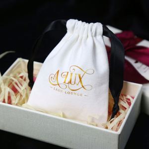 Custom Logo Printed <b>Drawstring</b> Cotton Canvas Jewelry Bag Small Canvas Gift Jewelry <b>Pouch</b> - Product Image 1