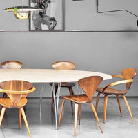 Chaise de salle à manger Cherner avec coussin en cuir, chaise de restaurant avec coussin en cuir