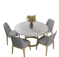 Vente Directe Usine Chaises en Velours 4 et 6 Places, Table à Manger Ronde Rotative à Plateau en Marbre et Ensemble de Chaises pour Maison et Hôtel